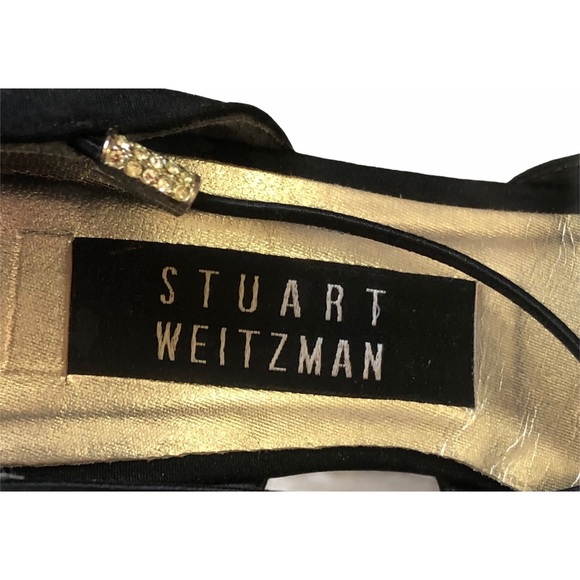 Stuart Weitzman Black Canvas Block Heel Shoe - Picture 6 of 6